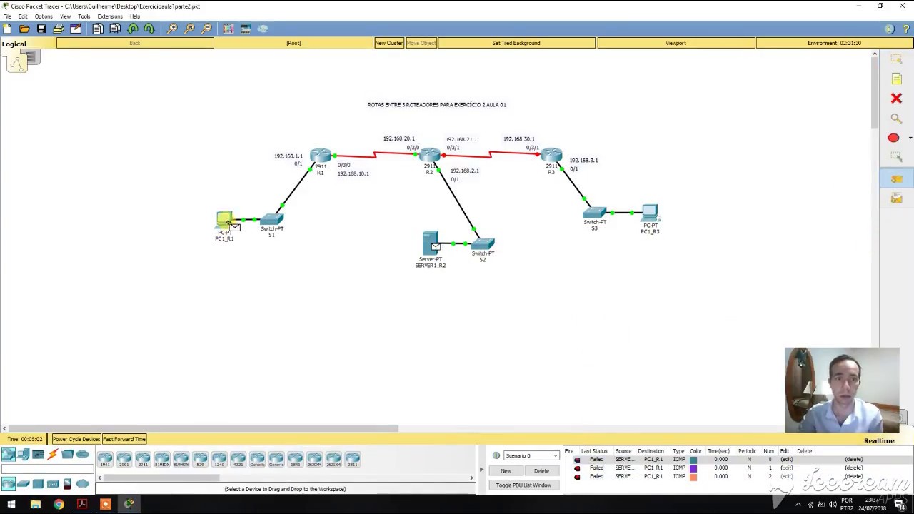 Cisco Packet Tracer - Static Routes with more than 2 routers within the same scneario