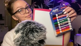 ASMR | 💜 Dry Erase Board/Expo Marker Triggers | Writing Random Facts About Me 📝