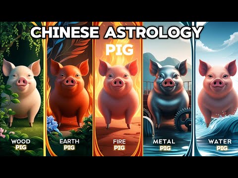 wood, fire, earth, metal, and water Pig: Chinese Astrology
