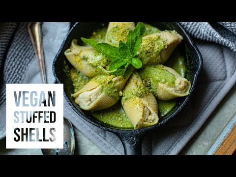 Vegan Stuffed Pesto Shells | EASY VEGAN PASTA