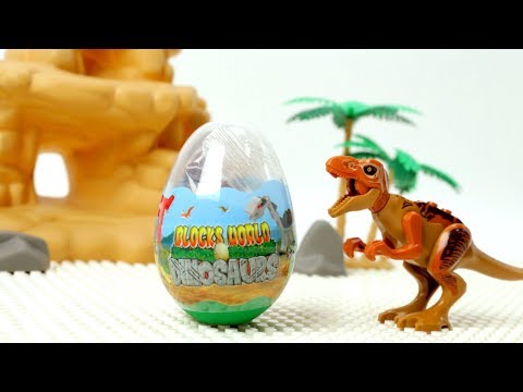 Dinosaurs Block Building - 6Type Jurassic Blocks in Surprise Egg - Assembly Video for Kids