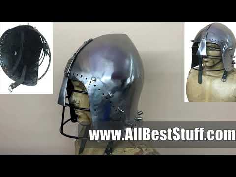 Watch YouTube Video for SALE! Medieval Bascinet Buhurt Helmet made in 14 Gauge Steel