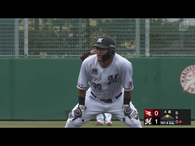 【ファーム】変化球を確実に捉えた!! マリーンズ・池田来翔 先制のタイムリー2ベースヒット!!  2024年4月23日 千葉ロッテマリーンズ 対 東北楽天ゴールデンイーグルス