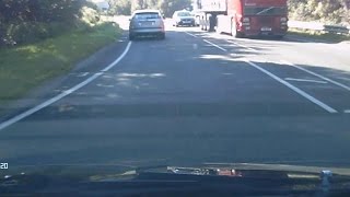 preview picture of video 'Car Avoids Rear Ending - HGV...Just!'