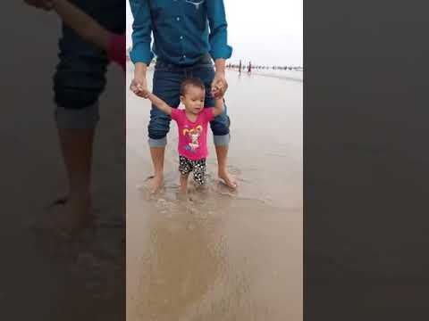 Anushree Walking on Sea Beach.