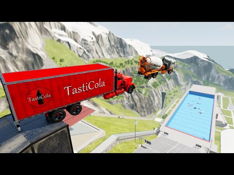 Heavy Vehicles High Speed Jump In Empty Pool (Crash Test) #3 - BeamNG.drive High Speed Jumps In Pool