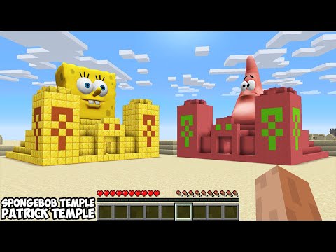 What is HIDDEN in SPONGEBOB and PATRICK TEMPLE in Minecraft ? PYRAMID BATTLE Challenge