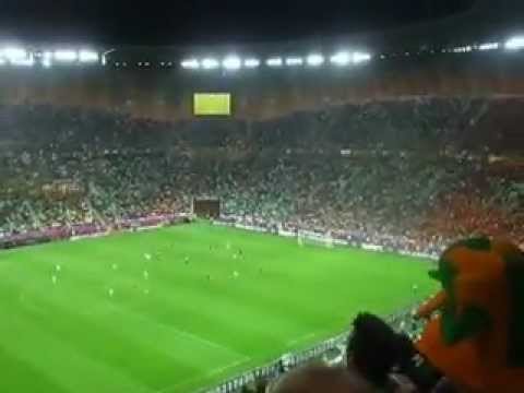 Irish fans sing the Fields of Athenry. Spain v Ireland. Gdansk Euro 2012