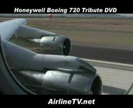 Honeywell Boeing 720 take-off from KIWA engine and wing view