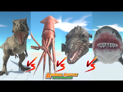 JWD TREX vs Collosal Squid Mosasaurus & Megalodon