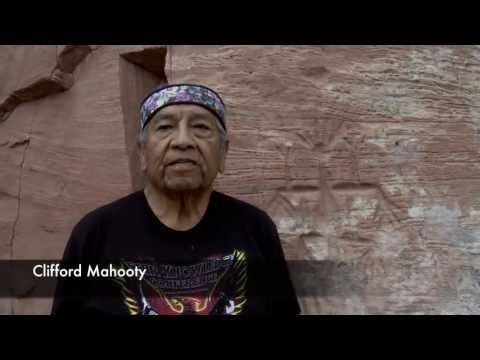Native American Zuni Elder Clifford Mahooty Shows Ancient Petroglyphs