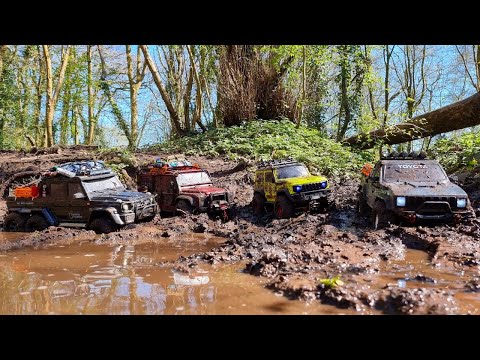 Teamwork - RC Crawler 1/10 Family Group Run - Defender, G63 6x6, Hilux, Jimny