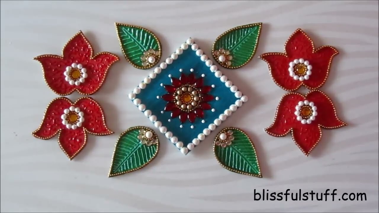 beautiful flower kundan rangoli design by poonam borkar