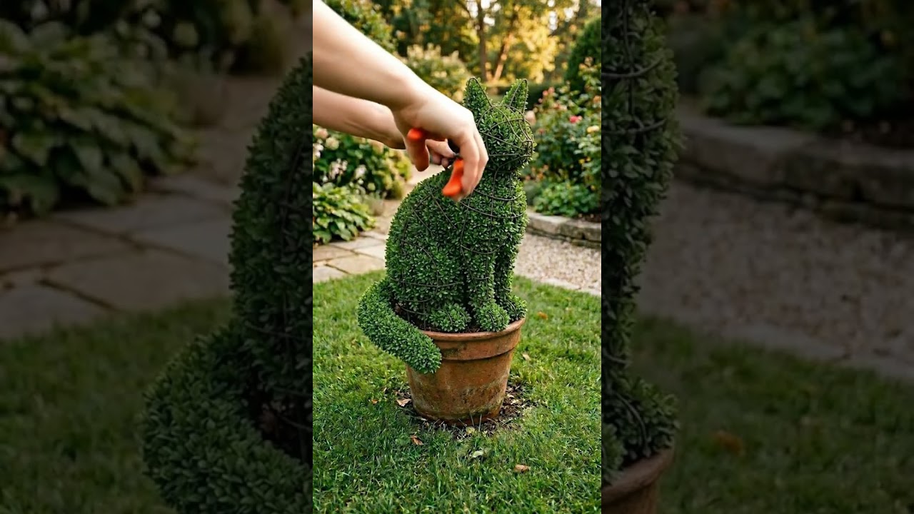 Magic Glowing Cat Topiary out of Nowhere 🌟 #cats