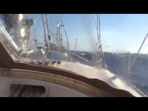 Oyster 53 Motoring into 30 knot Wind