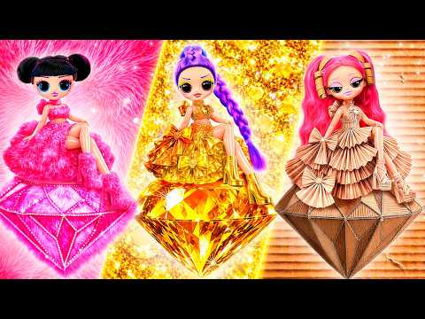 K-Pop Demon Hunters: Huntrix Glow Up! DIY Fluffy, Cardboard & Diamond Dress for Dolls