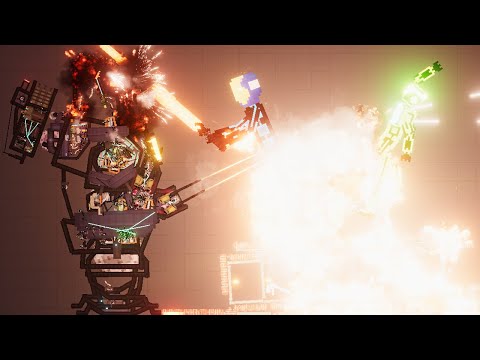 The Godbuster Fights Hi-tech Soldiers on Lava Map - People Playground 1.20