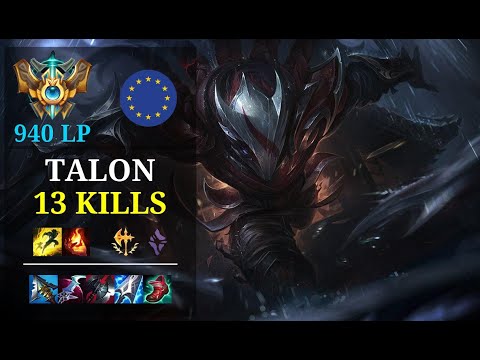 Talon ADC vs Jhin - 13 kills - Weixin Paopaopw EUW Challenger (940 LP) Patch 11.5