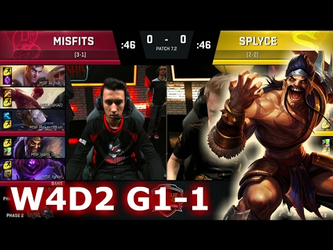 Misfits vs Splyce | Game 1 S7 EU LCS Spring 2017 Week 4 Day 2 | MSF vs SPY G1 W4D2