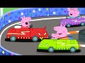 Peppa Pig Drives NEW Bumper Cars Peppa George Electric Toy Car Race Tales FullEpisodes Cartoon