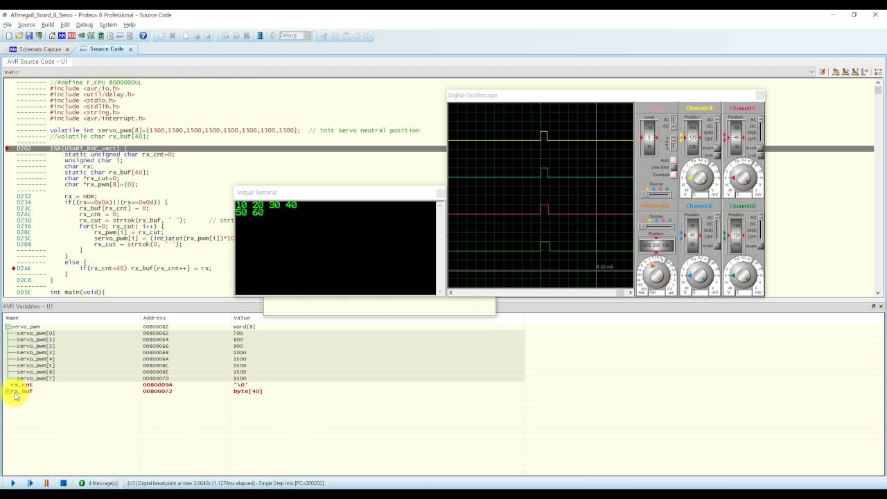 Proteus Serial data parsing Debugging