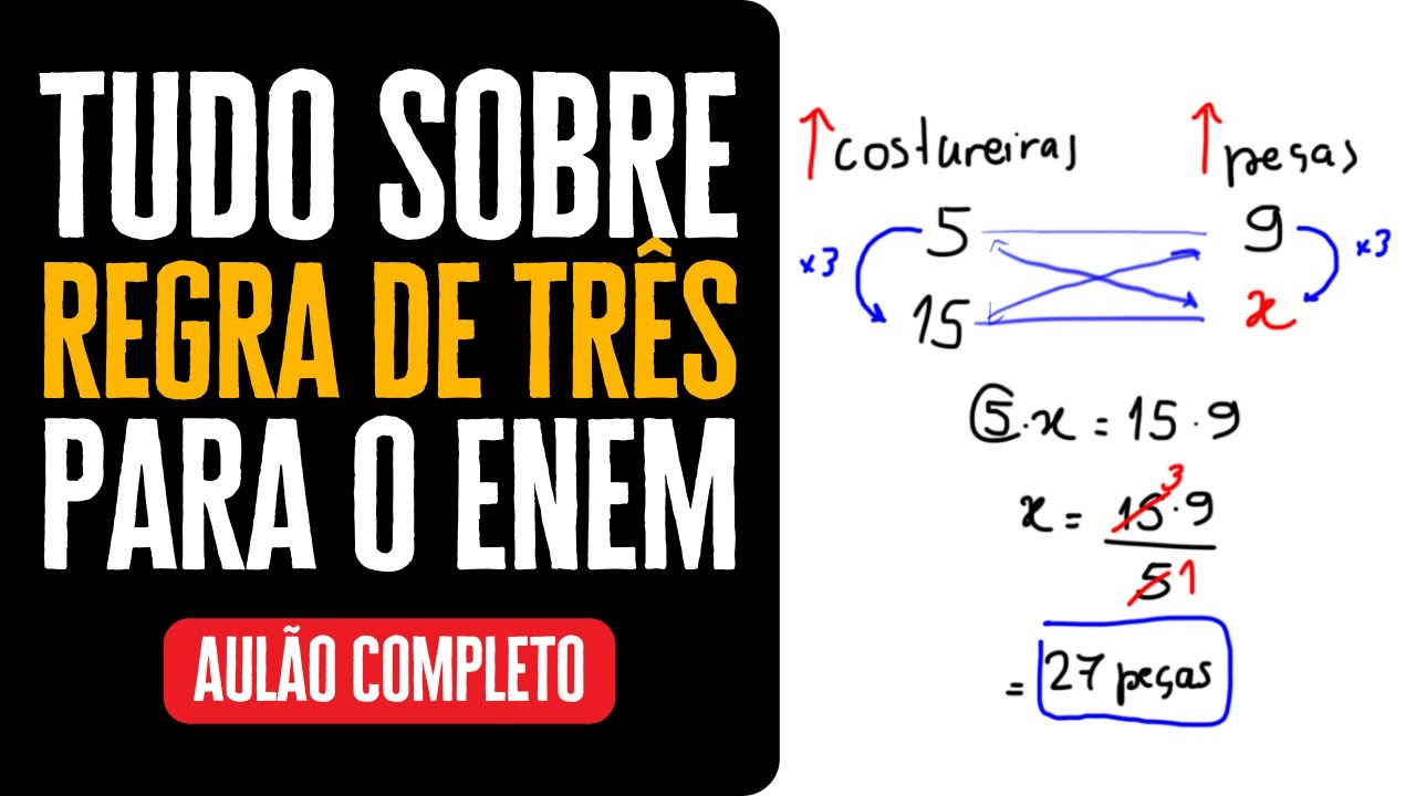 Tudo sobre Regra de três (todos os casos) - AULÃO COMPLETO
