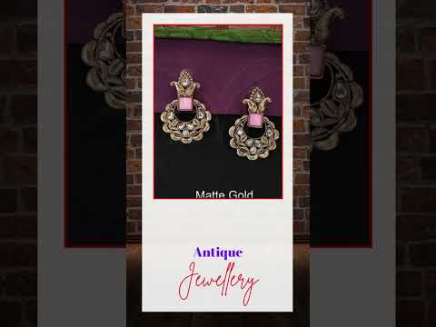 Antique jewelry matte gold polish fancy design party wear an...