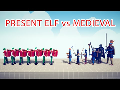 PRESENT ELF Team vs MEDIEVAL Team - Totally Accurate Battle Simulator TABS