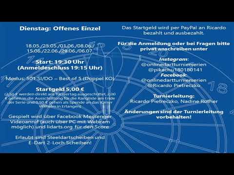 Dienstags Einzel von der Online Dart Turnier Serie