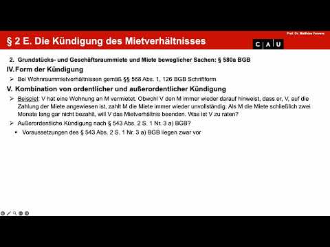 Examenskurs Schuldrecht BT – Folge 11 (MietR: Kündigung, AGB-Kontrolle, Untervermietung)