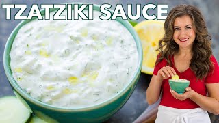 Easy Greek Tzatziki Sauce (Cucumber Yogurt Dip) #shorts