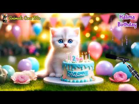 HALIMA HAPPY BIRTHDAY SONG WITH NAMES | Adorable Cute Cat 😺