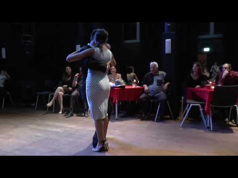  Samantha Dispari  and  Santiago Fina  are  dancing  to  "  Gime el viento  "  by  Aníbal Troilo