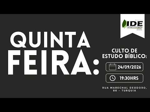 Culto Ao Vivo | Quinta-Feira | 24/09/2026