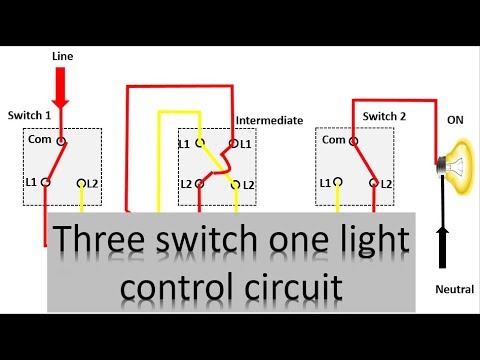 3 switch one light control diagram | three way lighting circuit | 2 way switch 3 connection