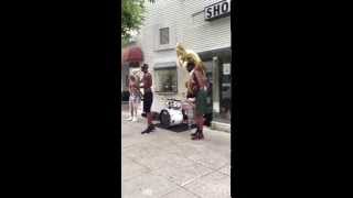 Saxophone, Tuba, Trumpet and drums on streets of Norfolk, Virginia