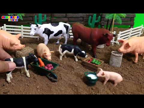 Vaca🐮  y Cerdo🐷  para niños - Juegos de Animales de la Granja - Mimonona Stories Video