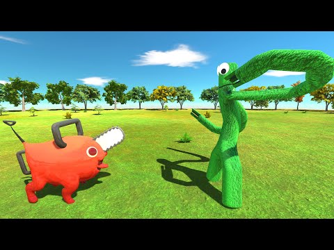 Pochita vs Rainbow Friends Green - Animal Revolt Battle Simulator