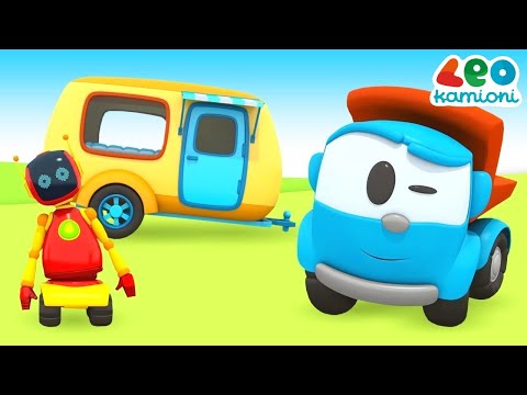 Leo kamioni dhe rimorkio. Filma vizatimor me makina ne shqip. Mësoni makinat për fëmijë.