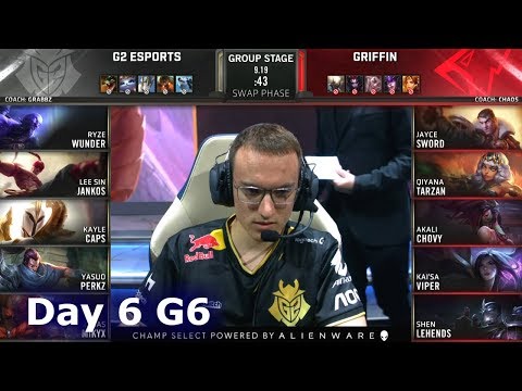 G2 vs GRF | Day 6 S9 LoL Worlds 2019 Group Stage | G2 eSports vs Griffin