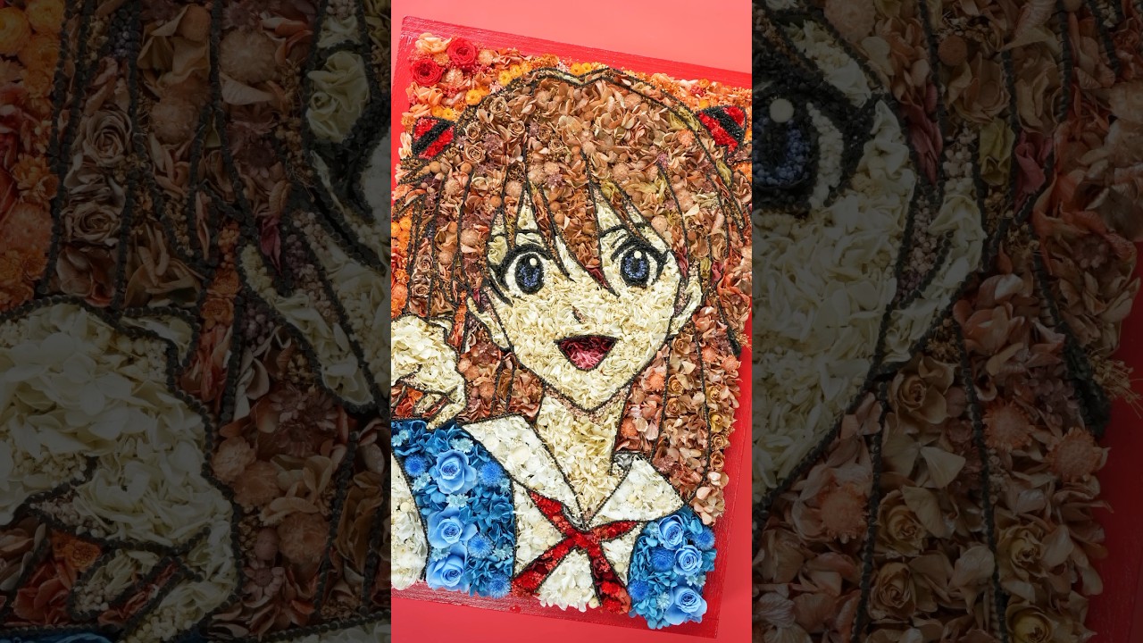 【新世紀エヴァンゲリオン】花と爪楊枝でアスカ・ラングレーを描いてみたら… #エヴァンゲリオン #evangelion #シンエヴァ