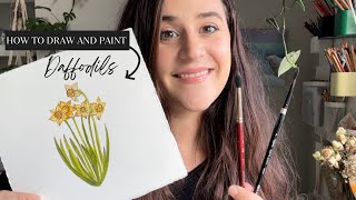 Watercolor Daffodil How To Draw And Paint March's Birth Month Flower with FREE sketch download