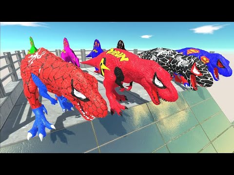 5x T REX SUPERMAN, SPIDERMAN T REX MARVEL DEATH RUN HUNTING   JURASSIC WORLD EVOLUTION