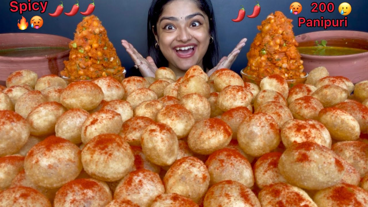 200 SPICY PANIPURI EATING WITH SPICY PANIPURI ALOO AND STREET STYLE RAGDA & KHATTA PANIPURI PAANI
