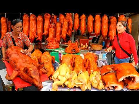 Exploring Food Busy at Orussey Market and Fresh Food Market, Cambodia Street Food Market