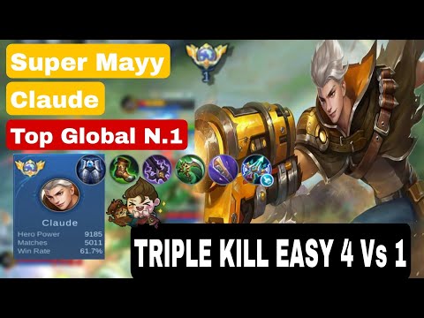 5K Match [Top Global-1 Claude By Super Mayy ]Mobile Legends GamePlay Emblem & Build