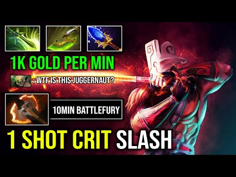 WTF 10MIN BATTLEFURY 1 Shot Swift Slash 1K GPM Unlimited Crit Max Attack Speed Juggernaut Dota 2