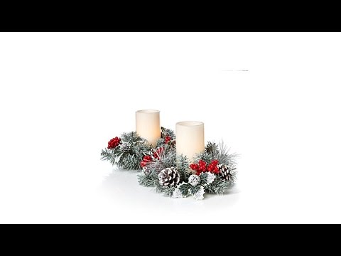Winter Lane Snowy Cone and Red Berries 2piece Candle Set