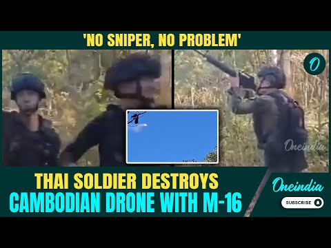 Thailand-Cambodia War Video: Thai Soldier SHOOTS DOWN Cambodian Drone With M-16 Simple Gun
