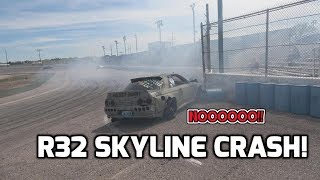 R32 Skyline Drift Car Crashes at Big Country Speedway | Wyslidedrift